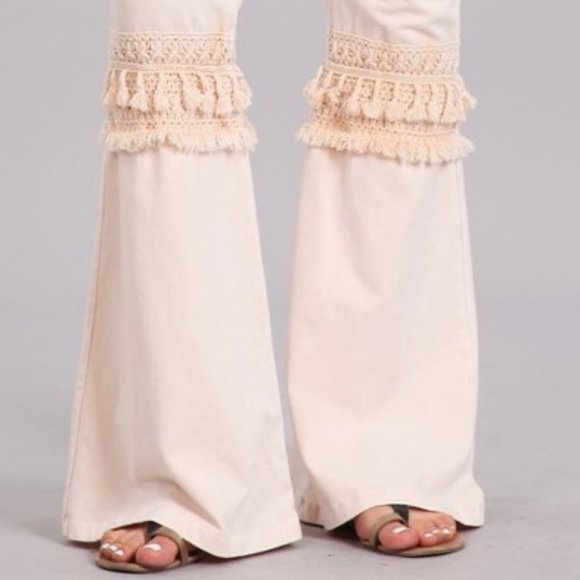 USA Made Retro Hand Dyed Fringed Crochet Pants - Picture 1 of 6